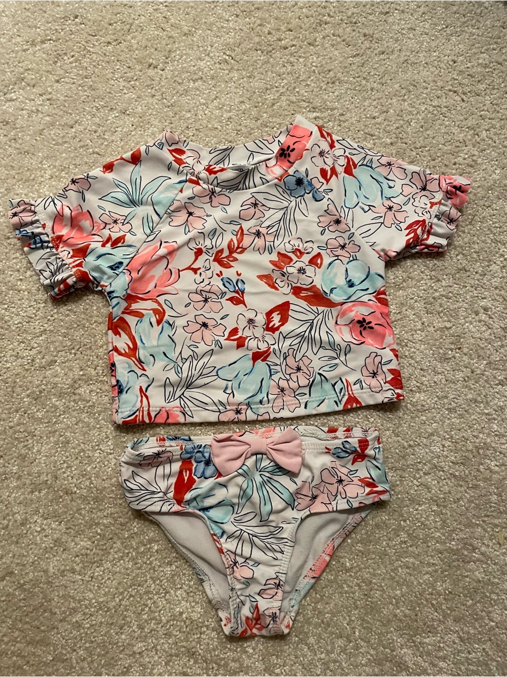 Girls Floral Rash Guard Swim Set